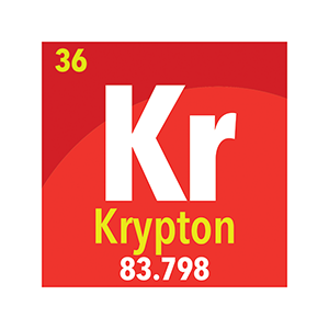 krypton gas periodic table symbol. Krypton is used to insulate between window panes. 